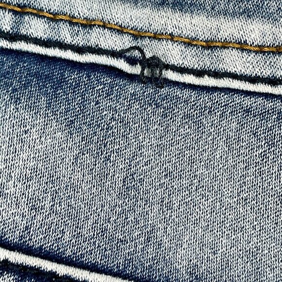 BAMBOO Y2K Low-Rise Faded Mid-Wash Embroidered Studded Skinny Jeans Womens 9/10 - Picture 11 of 14